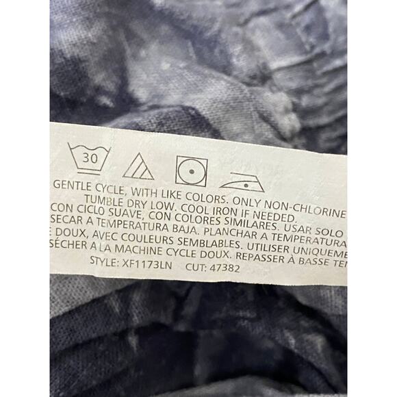 Royalty Collection Blue Tie Dye Linen Blend Raw Hem Pants Women's Plus Size 3X - Picture 10 of 11